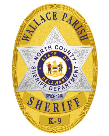 Sheriff badge North County Sheriff Department a gold and silver badge with blue text