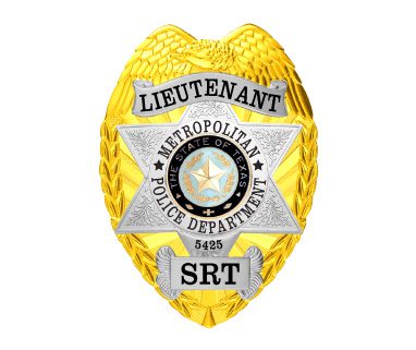 Metropolitan Police Department Lieutenant Gold badge with Silver Star. Style # 3-c118H14