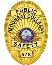 public safety Moonbay college public safety gold badge with text and images