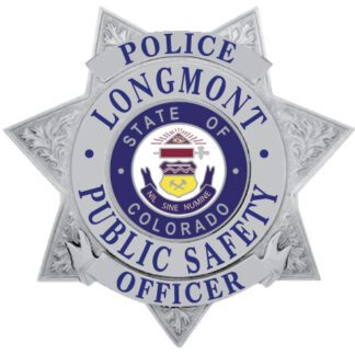 badge police officer silver badge with blue text