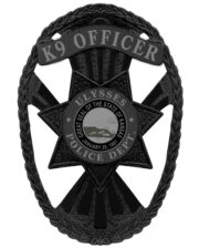 Ulysses police department officer black badge with star and silver text. Style # 11-d15h-11