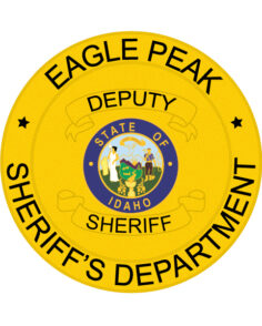 Custom iron on patches with eagle peak sheriff department a yellow circular badge with black text