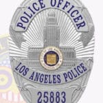Modern Oval Badge with Building Center, Sunburst Background, 3 Text Panels, Cord Edge view 4