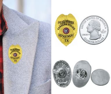 Gardena Police Department Gold Lapel pins. Style # 3-F1