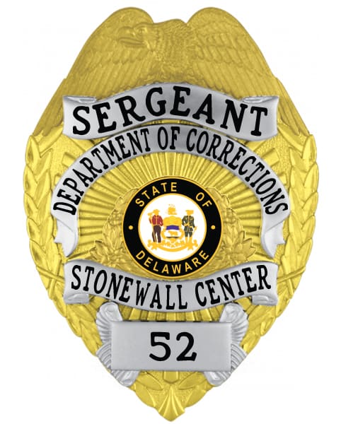 lapd badge Stonewall Department of Corrections Sergeant gold badges with silver panels. Style # 3-f4