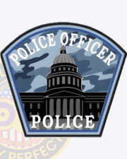 custom patch Police officer patch a police officer badge with a building