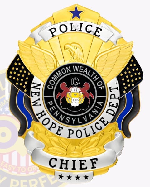 Custom Made Badges New Hope Police Department Chief gold badge. Style # 1-A10