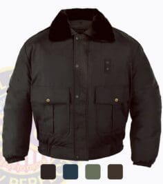 All-weather-bomber-jacket- for security officer: jacket in all colors with a fur collar with owl badges logo