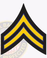 An image of a police rank chevron patch for CPL (Corporal), featuring a prominent design with two bold yellow stripes outlined in blue, forming a V shape against a black background. This patch symbolizes the rank of Corporal and is used by police and law enforcement personnel. This visual represents the Police Rank Chevron CPL CORPORAL patches, emphasizing its significance in recognizing the rank within law enforcement.