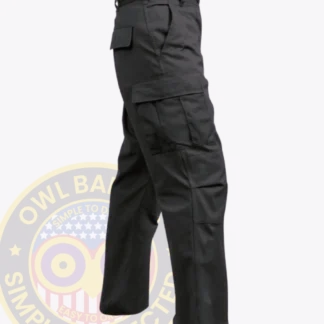 Security Tactical BDU Pants Owl Badges Black a close up of a pair of pants