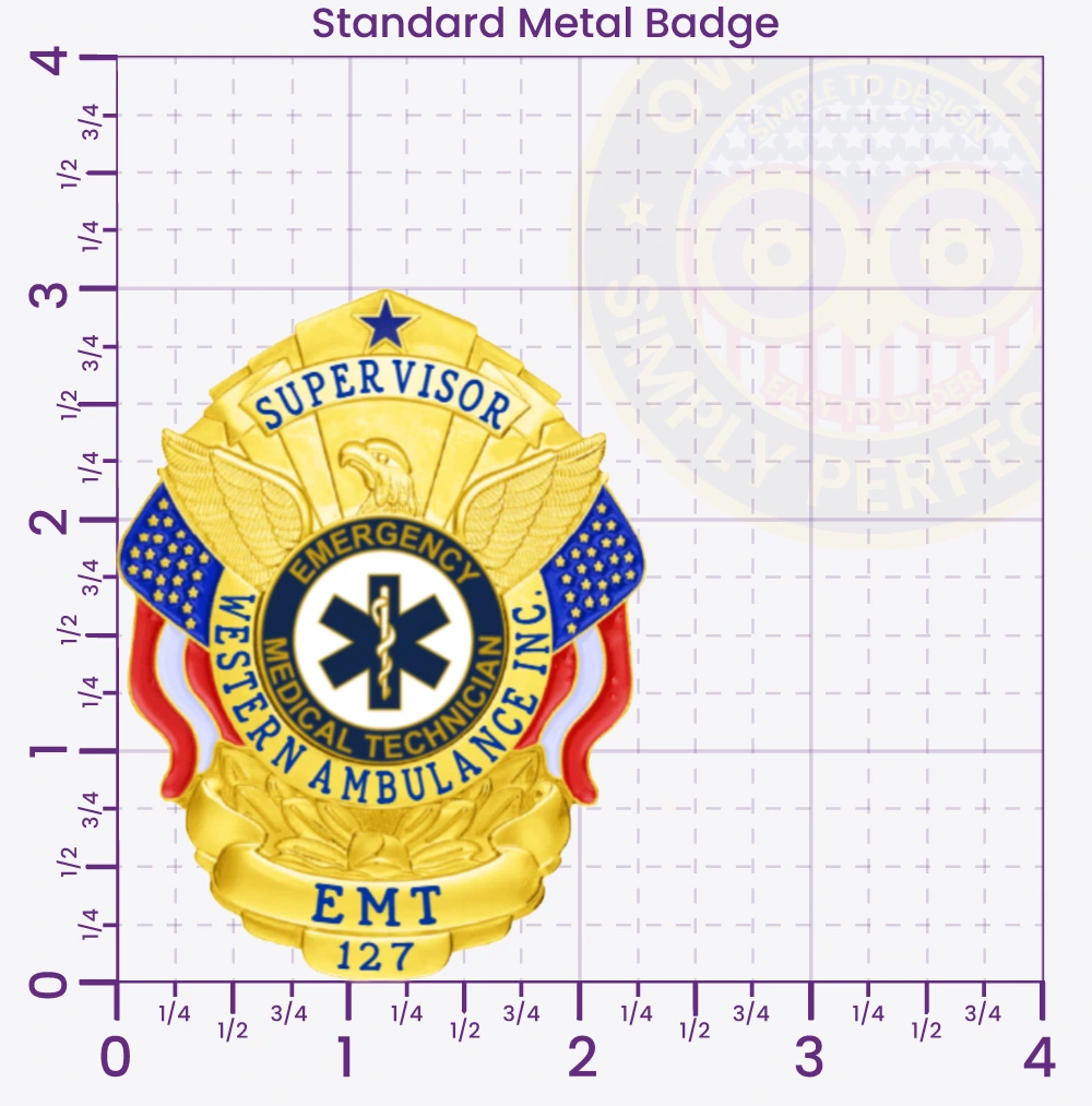 1-A10EMT Buy Custom EMT Badges and Emergency Medical Technician Badge 3 Standard