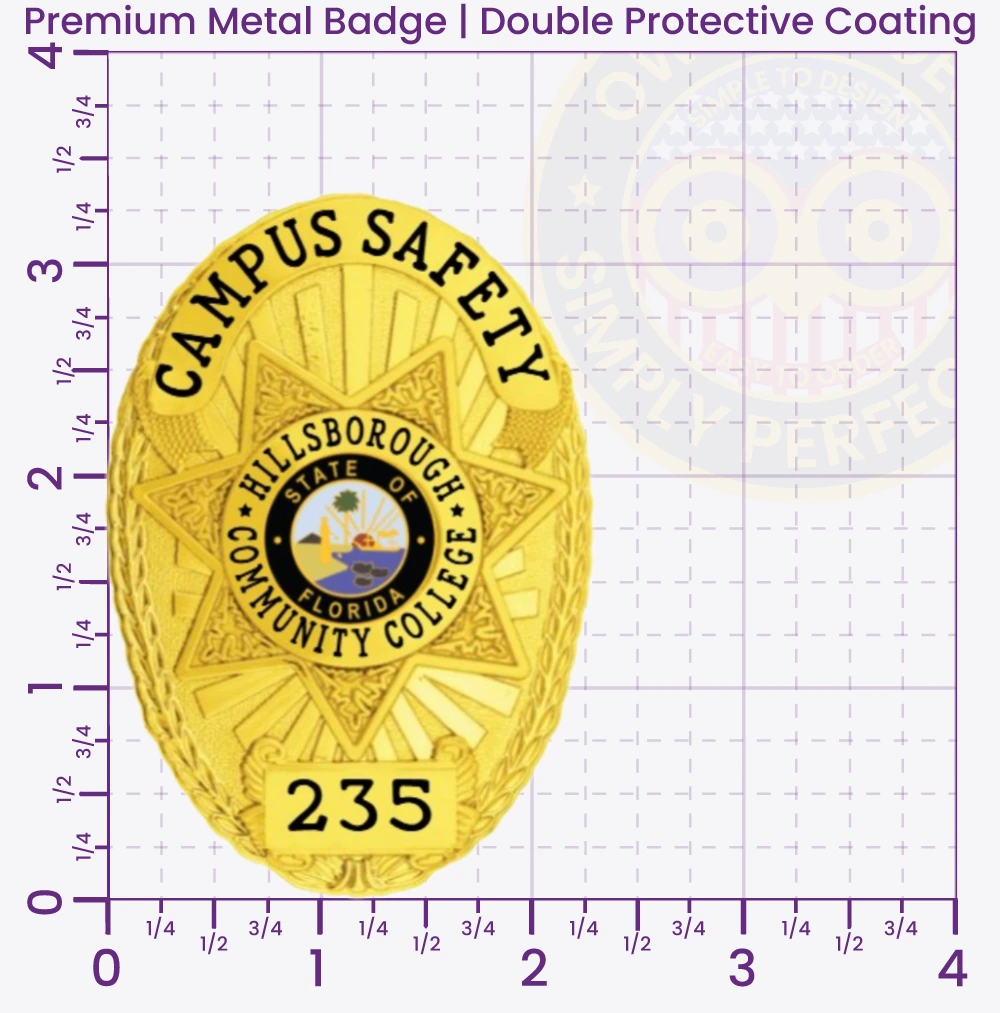 11-D16-3CS How to Buy Custom Campus Safety Badges And University Security Badges 3.375 Premium