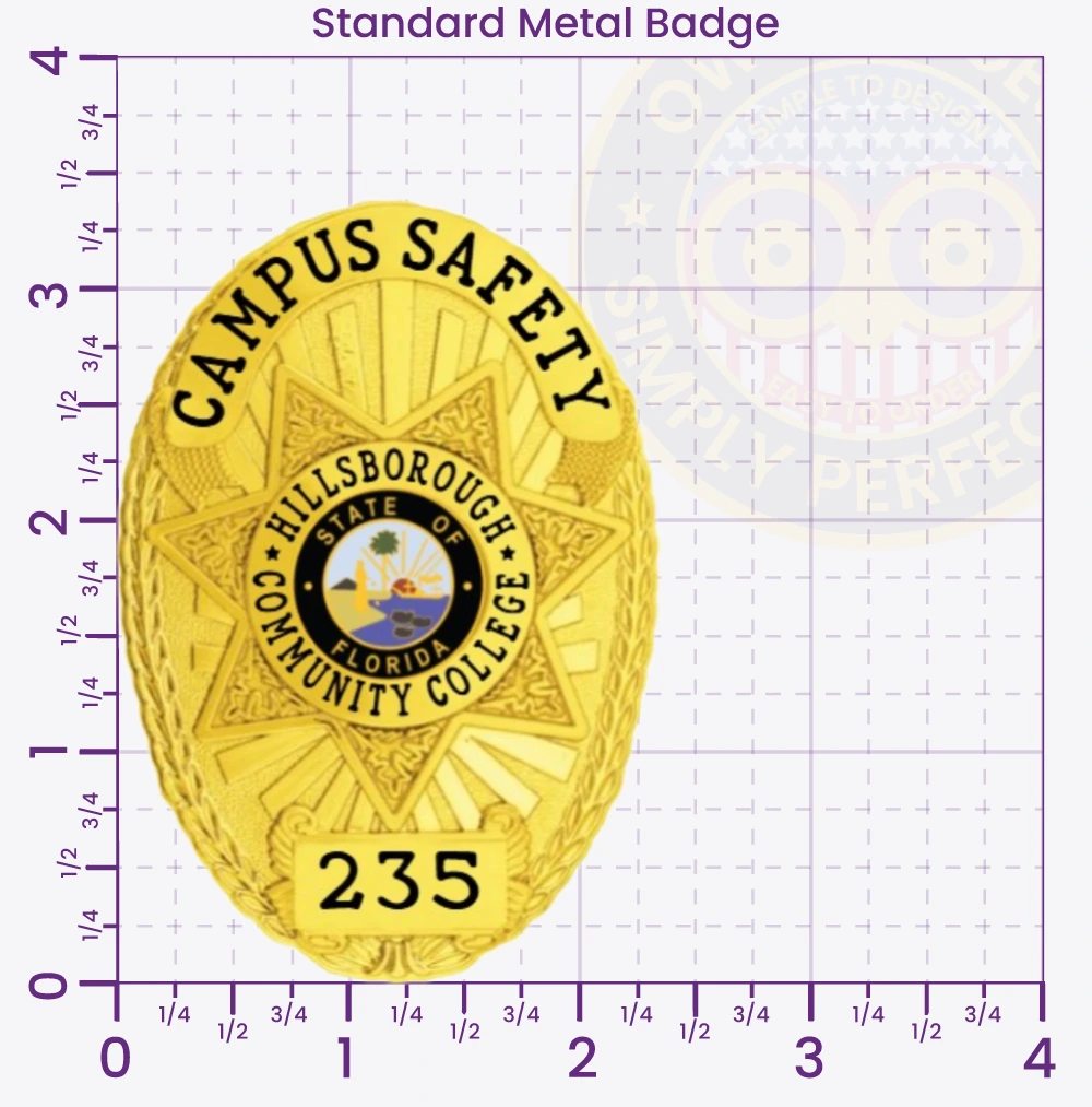 11-D16-3CS How to Buy Custom Campus Safety Badges And University Security Badges 3.375 Standard