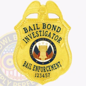 Eagle-Top Shield · Gold bail enforcement badge