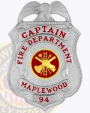13-C1FF Fire Department Badges Silver Captain Silver Red Fighter Badges