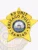 This elegant custom metal badge in gold color showcases a five-pointed star design with "K9 UNIT" and "CHICAGO POLICE" inscribed around the central emblem of Chicago. A safety pin attachment makes it practical for easy wear by police officers.
