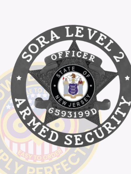19-A1SA SORA Level 2 Armed Security Badge Black Badges Circle with Star Badge