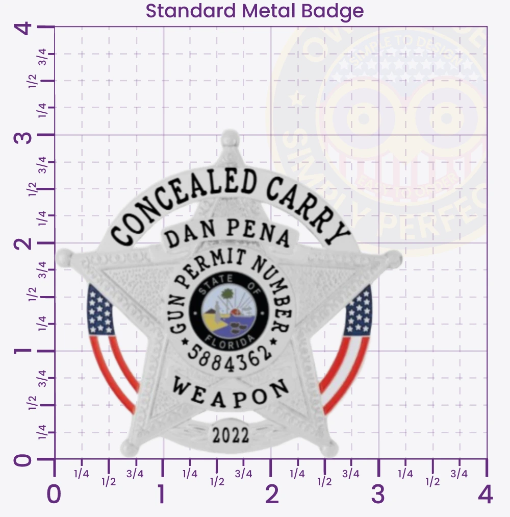 19-H16CCW Buy, Design and Create and order Concealed Carry Weapons Badges, CCW badges, Gun Permit Badges 3.25 Standard