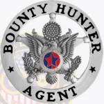Vintage 5 Point Star Shield with Eagle Center, Rounded Star Points, 2 Text Panels, in Circle Banner Badge view 2