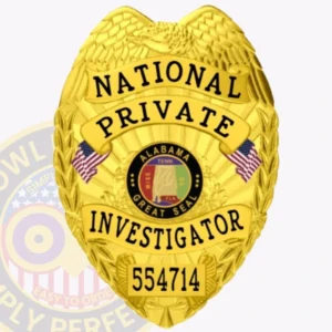 Eagle-Wing Shield · Gold private investigator badge