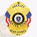 Heritage Sheriff Shield Badge with Eagle Center, 2 Flags, 4 Text Panels, Classic Border view 1