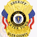 Heritage Sheriff Shield Badge with Eagle Center, 2 Flags, 4 Text Panels, Classic Border view 2