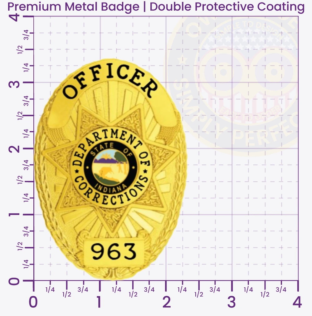 11-D16-3CB Custom Corrections Badges Correctional Badges Prison Badges Jail Badges Gold 3.375 Premium
