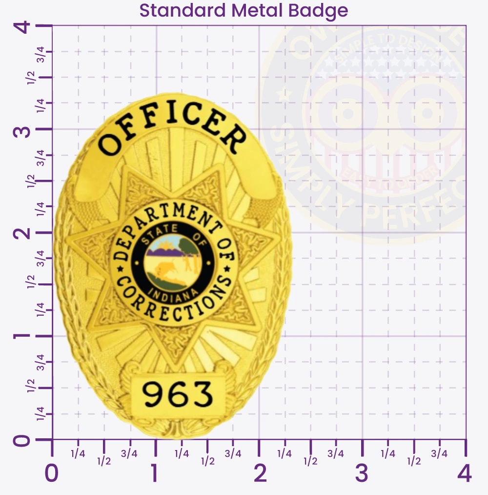 11-D16-3CB Custom Corrections Badges Correctional Badges Prison Badges Jail Badges Gold 3.375 Standard