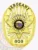 Gold oval custom metal badge for Clearwater Police Sergeant displaying a large star with the Alaska state seal at the center, surrounded by text including "CARTERTON," "CLEARWATER POLICE DEPT.," and "COUNTY," with "SERGEANT" on an arched banner above and badge number "808" at the base, fastened with a safety pin.