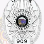 Traditional Oval Badge with 7 Point Star Center, 6 Text Panels, Sunburst Background, Cord Edge view 3