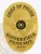 Custom gold metal police badge in an oval design for Copperfield chief, highlighting a central Texas map with a black circular "STATE OF TEXAS" emblem, black text "CHIEF OF POLICE" on top and "COPPERFIELD POLICE DEPT." underneath, featuring three stars at the bottom and attached via safety pin.