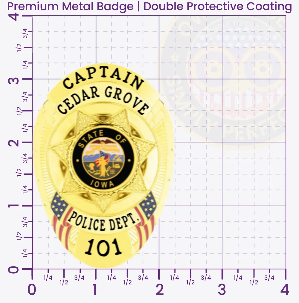 11-F4 Custom Police Badges And Design, Create, Build and Order Personalized Police Badges Officer Badges Gold Badges 3.25 Premium