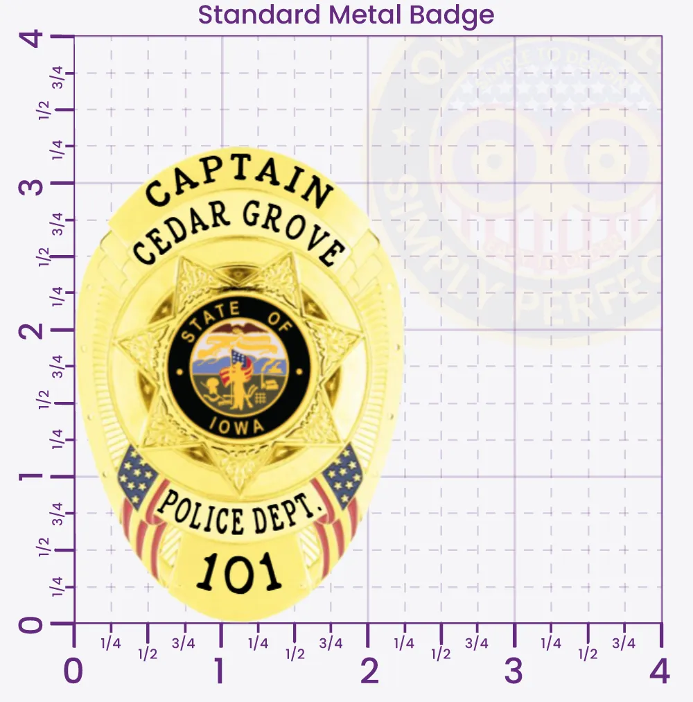 11-F4 Custom Police Badges And Design, Create, Build and Order Personalized Police Badges Officer Badges Gold Badges 3.25 Standard