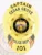 Cedar Grove Police Department gold oval metal badge for captain, decorated with a radiant gold base and a central 7-point star bearing the Iowa state seal, gold banners with black text for "CAPTAIN," "CEDAR GROVE," "POLICE DEPT.," and number "101," including American flag motifs.