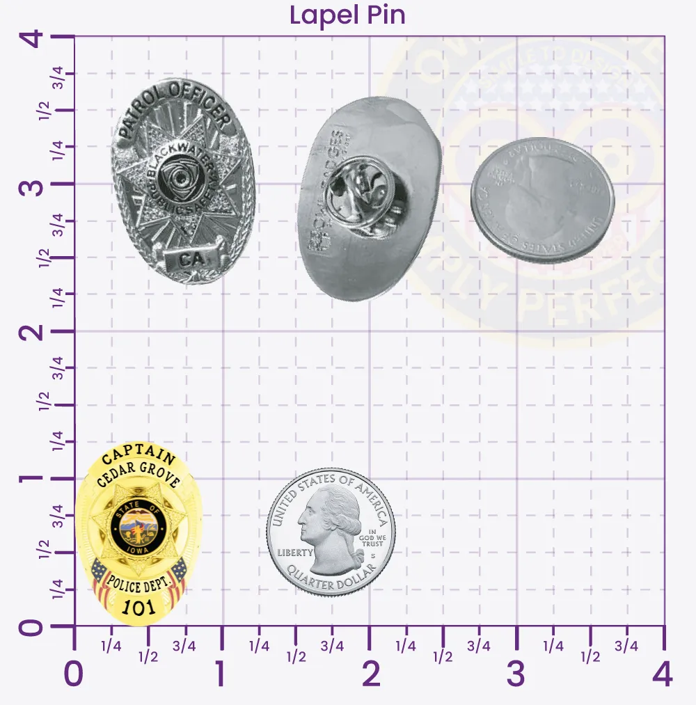 11-F4 Custom Police Badges And Design, Create, Build and Order Personalized Police Badges Officer Badges Gold Lapel Pins