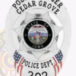 Modern Oval Shield Badge with 7 Pointed Star Center, 2 Flags, 4 Panels, Classic Border 11-F4CMB view 5