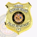 Professional Shield Badge with Textured Background, 4 Text Panels, 2 Ribbon Panels, Line Edge view 1