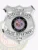 Detailed custom silver metal shield badge for Riverside Heights police officer with safety pin fastener, featuring OFFICER clearly printed on a small white banner at the top, RIVERSIDE HEIGHTS curved across the middle, a round State of Maryland seal emblem in the center, POLICE DEPARTMENT on a lower banner, and 234 near the base.