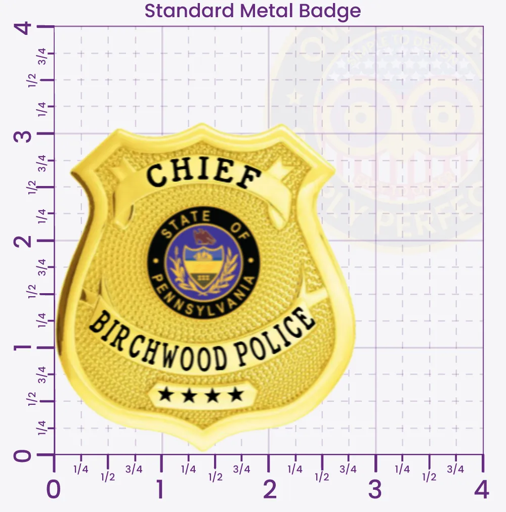 13-F19 Custom Police Badges And Design, Create, Build and Order Personalized Police Badges Officer Badges Gold Badges 3.125 Standard