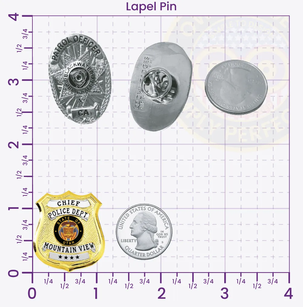 13-F21-2 Custom Police Badges And Design, Create, Build and Order Personalized Police Badges Officer Badges Gold Lapel Pins