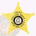 Modern 5 Pointed Star Shield Badge with Reef Accents, Rounded Points view 1