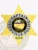 Grenville Police Captain custom gold 6 point star metal badge showing polished star points ending in small spheres, a circular Indiana state seal in the center, black lettering encircling it reading "CAPTAIN GRENVILLE POLICE," and "000" number below, secured by safety pin.