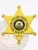 Polished gold 6 point star badge for Silver Spring Police Chief, featuring six rounded points topped with balls, a detailed North Dakota state seal at the center, black text encircling it stating "POLICE CHIEF SILVER SPRING POLICE," and a safety pin backing.