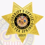 Classic 7-Point Star Sheriff Badge with Laurel Background, 3 Text Panels, Line Border view 2