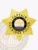 Gold custom 7 point star metal badge for Oakridge Police Captain, featuring textured ornamental designs on the star surface, clear black lettering stating "CAPTAIN," "OAKRIDGE POLICE," and identification number "445," finished with a safety pin clasp.