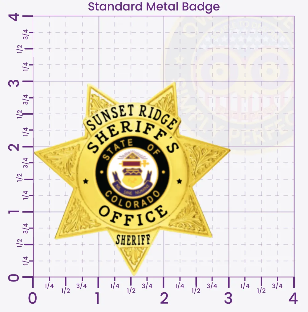 16-H12 Buy Custom Sheriff Badges And Design Create Build and Order Personalized Sheriff Badges Deputy Gold 3 Standard Badges