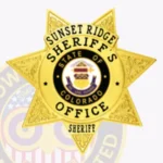 Sleek 7-Pointed Star Sheriff Badge with Reef Background, 4 Text Panels, Top Ribbon Panel, Line Edge view 2