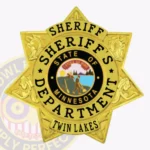 Traditional 7 Point Star Badge with Floral Accents, 4 Text Panels, 2 Ribbon Panels, Line Border view 1