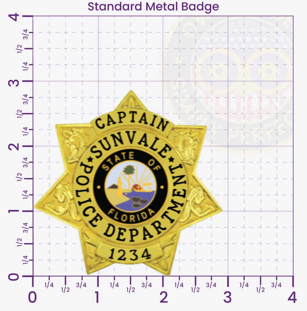 16-H20 Custom Police Badges And Design, Create, Build and Order Personalized Police Badges Officer Badges Gold Badges 2.80 Standard