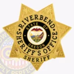 Traditional 7 Point Star Badge with Laurel Accents, 3 Text Panels, Bottom Ribbon, Line Border view 1